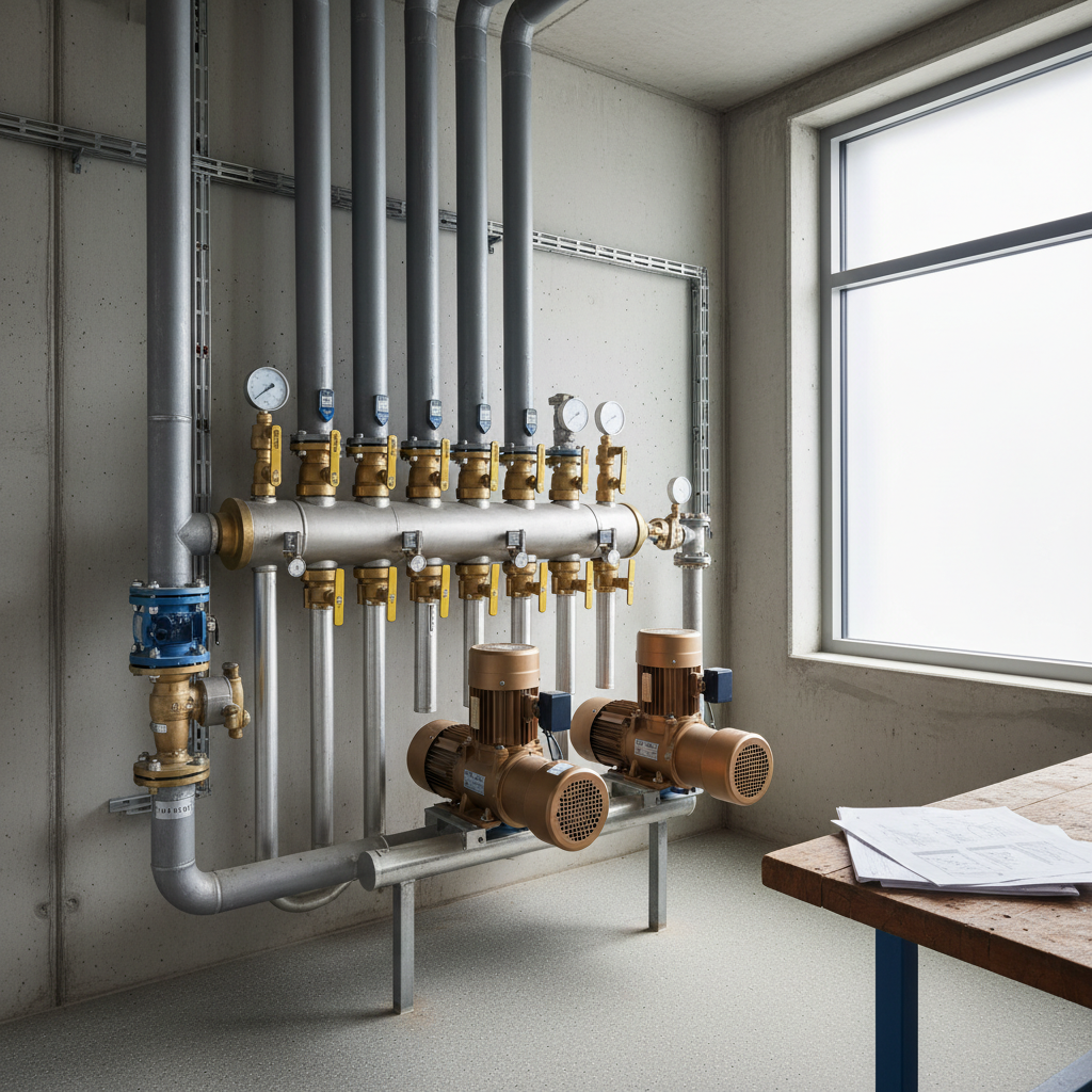 Heizungsverteiler mit Umwälzpumpe und Strangregulierventilen beim hydraulischen Abgleich nach Verfahren B