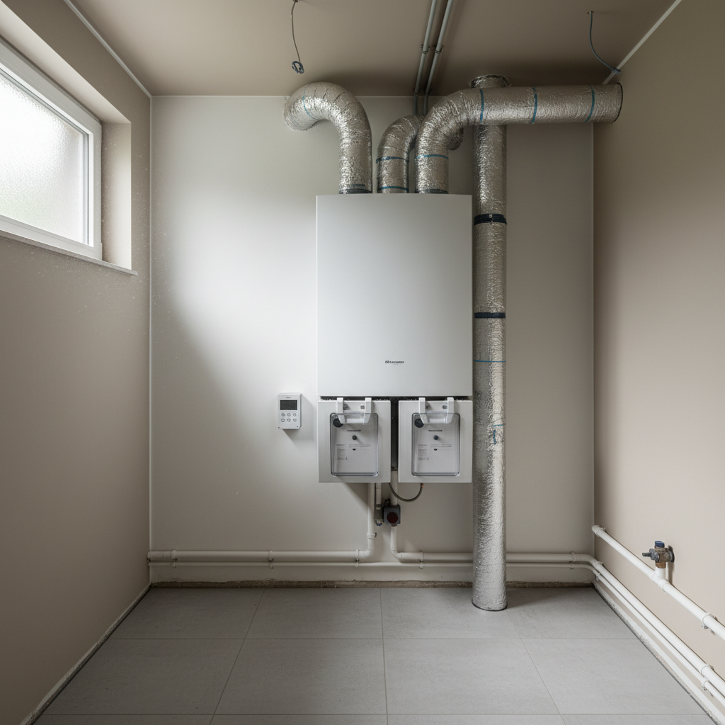 Zentrale Lüftungsanlage mit Wärmerückgewinnung im Technikraum als Beispiel für eine Förderung nach BEG EM