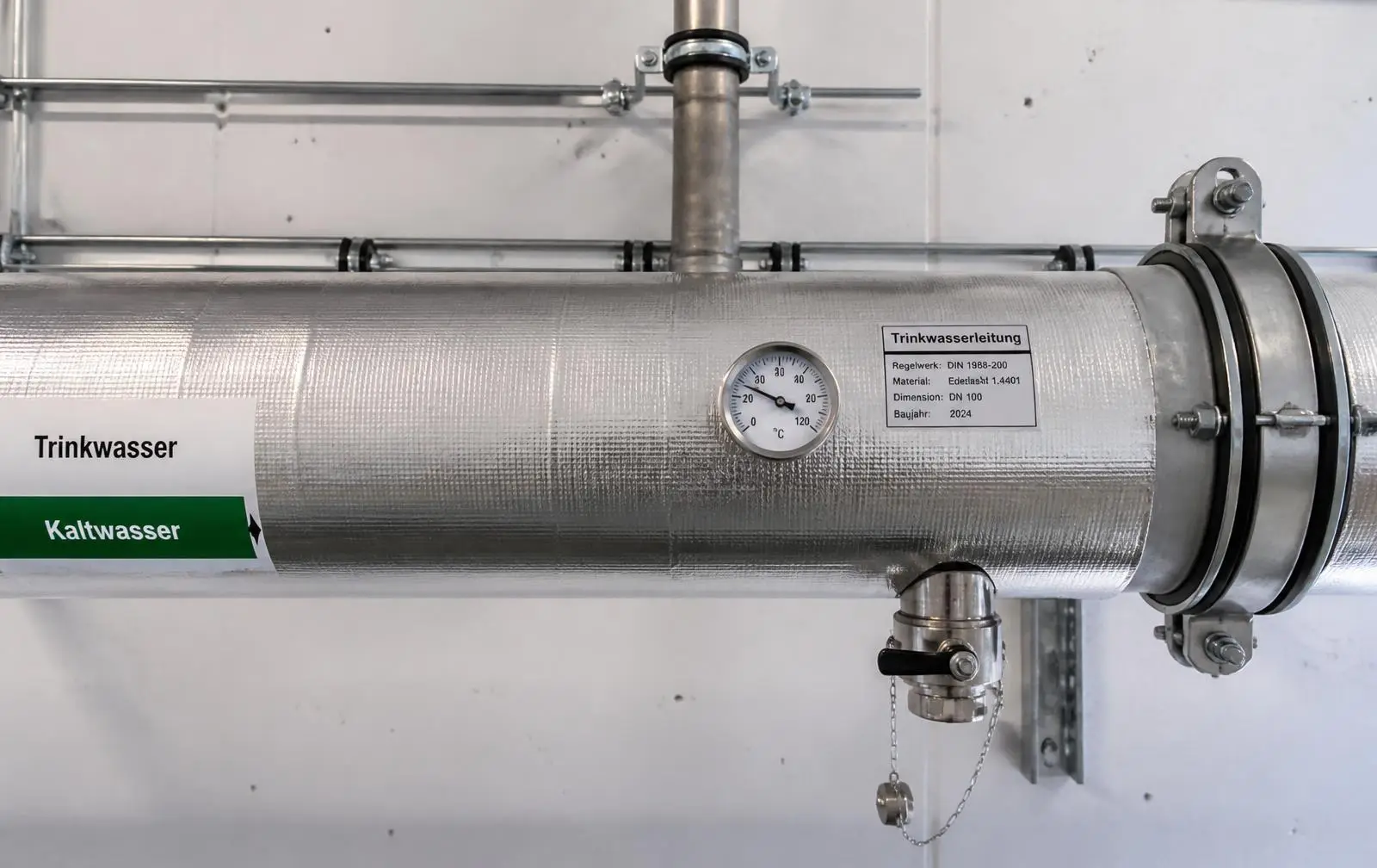 Trinkwasserinstallation mit Kupfer und Edelstahl nach DIN 1988
